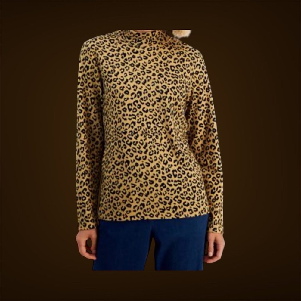 Karen Scott Leopard Print Top - Black and Tan
